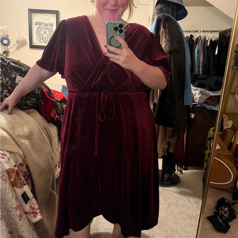 Jessica Howard Deep Red Wrap Dress